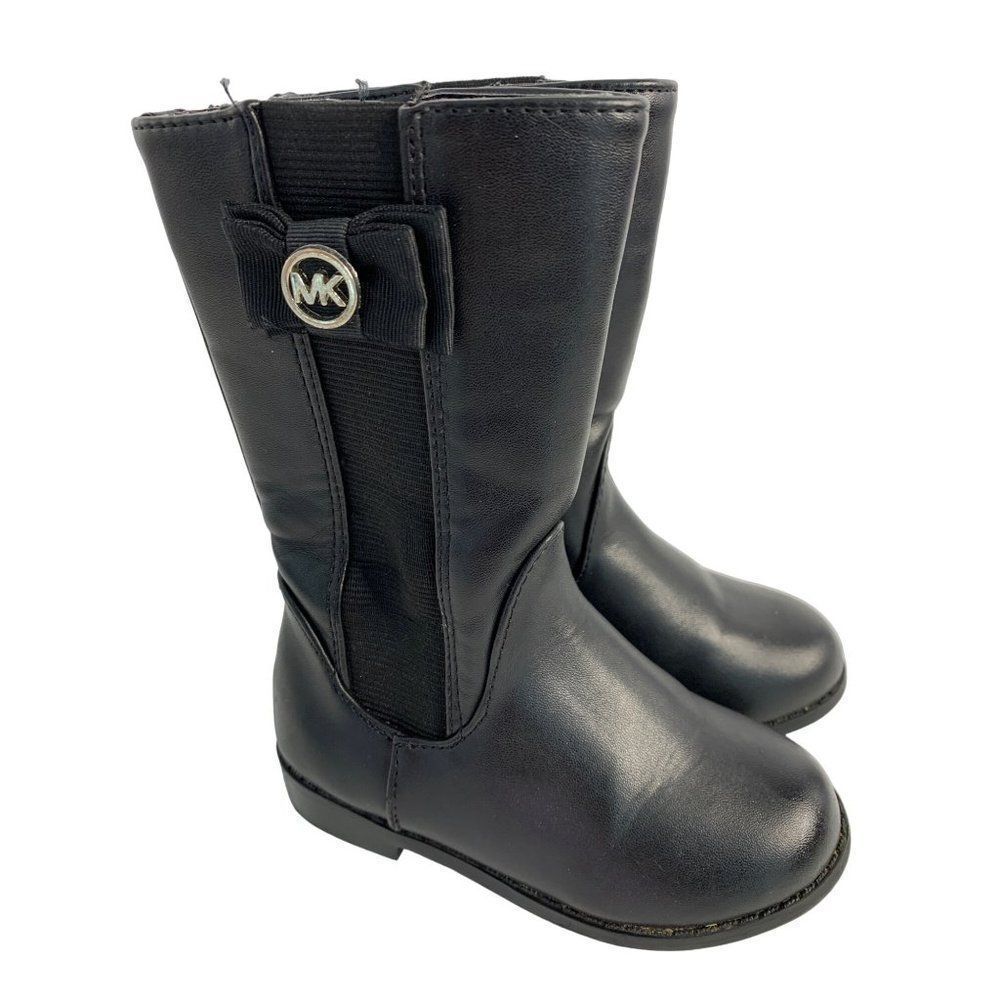 Girls youth Toddler Michael Kors Boots black bow tie logo size 7 6038 EUC